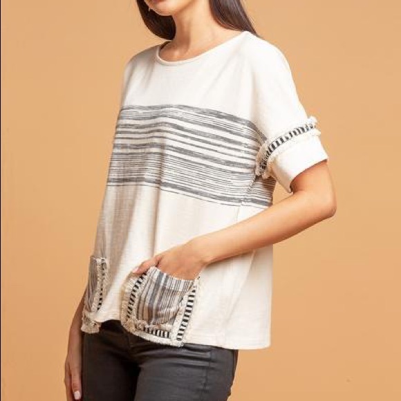 Anthropologie Eva Franco Pocket T-Shirt Tan SizeXS - Picture 14 of 15